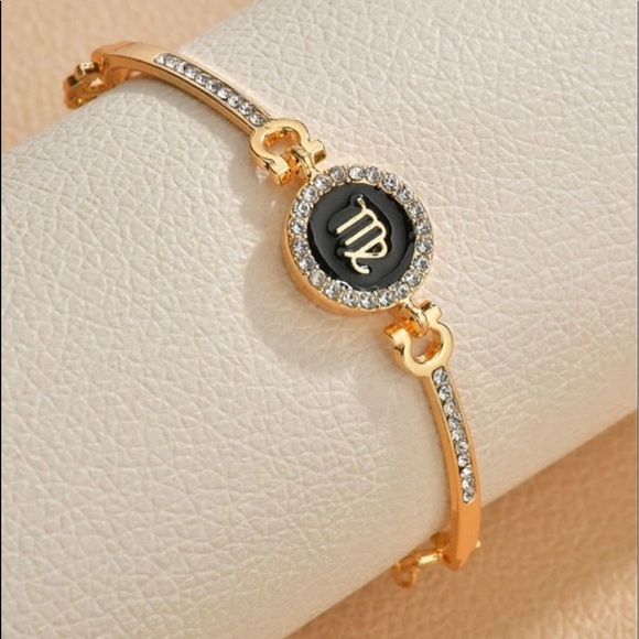 Y2K Boho Virgo Constellation Faux Diamond & Gold Bangle Bracelet